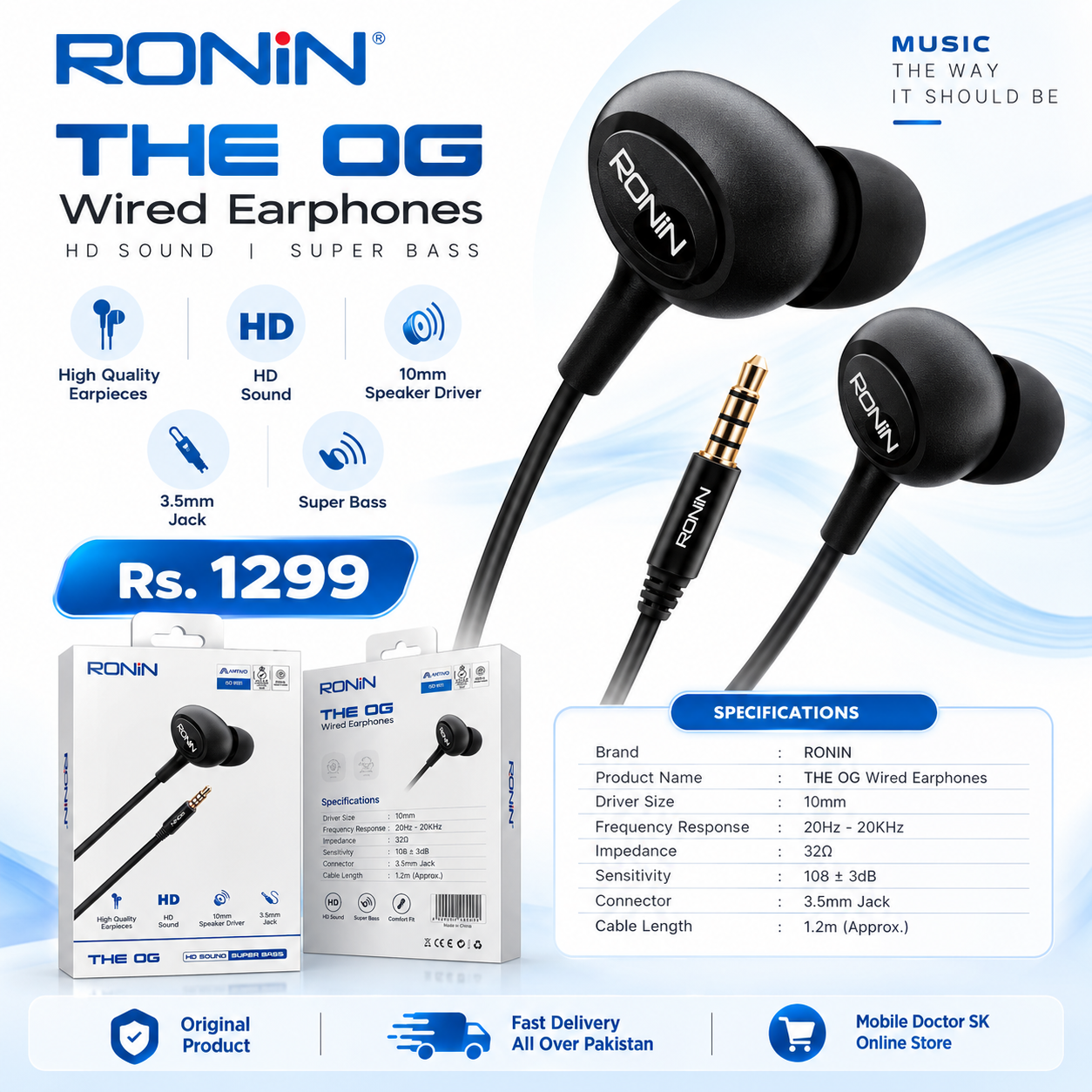 R9 RONIN THE OG Wired Earphones – 3.5mm Jack