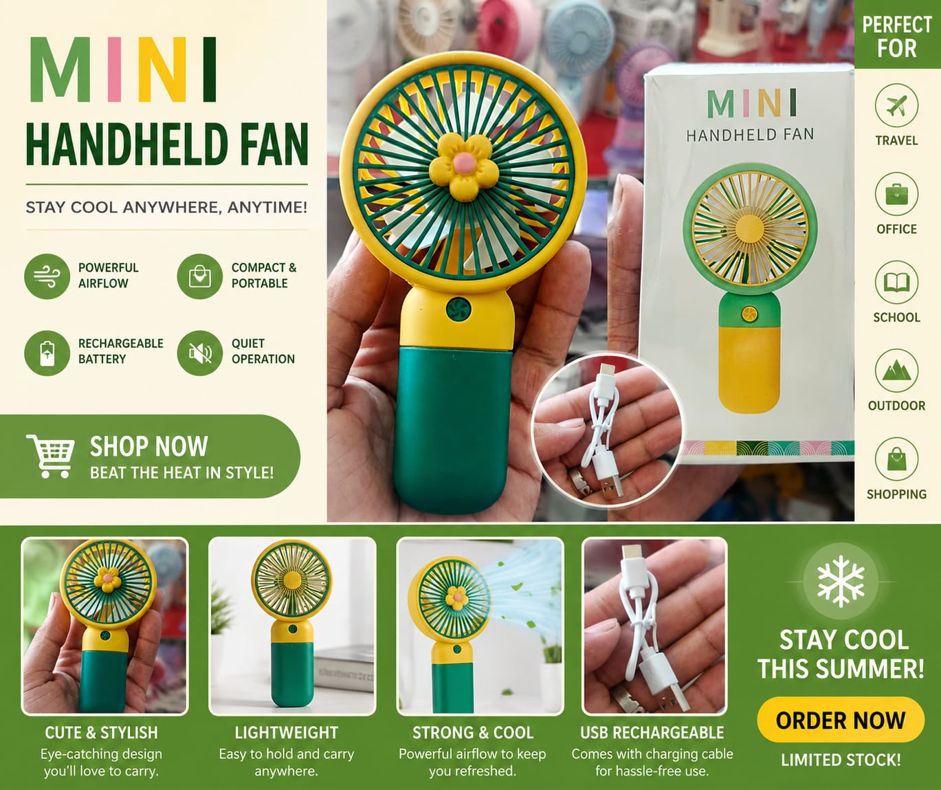 Mini Handheld Rechargeable Fan