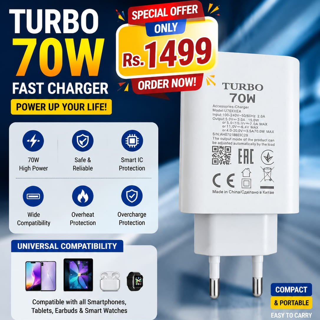 Turbo 70W Fast Charger – Super Fast Charging!