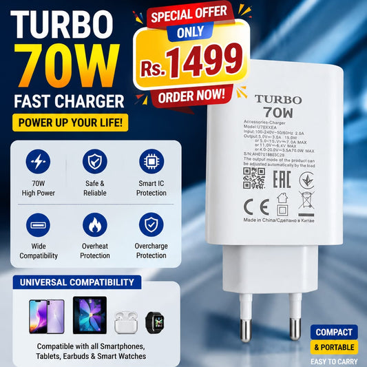Turbo 70W Fast Charger – Super Fast Charging!