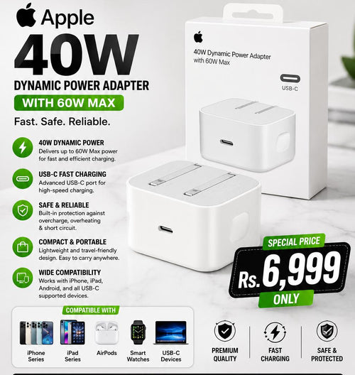 Apple 40W Dynamic USB-C Power Adapter (60W Max) Fast Charger