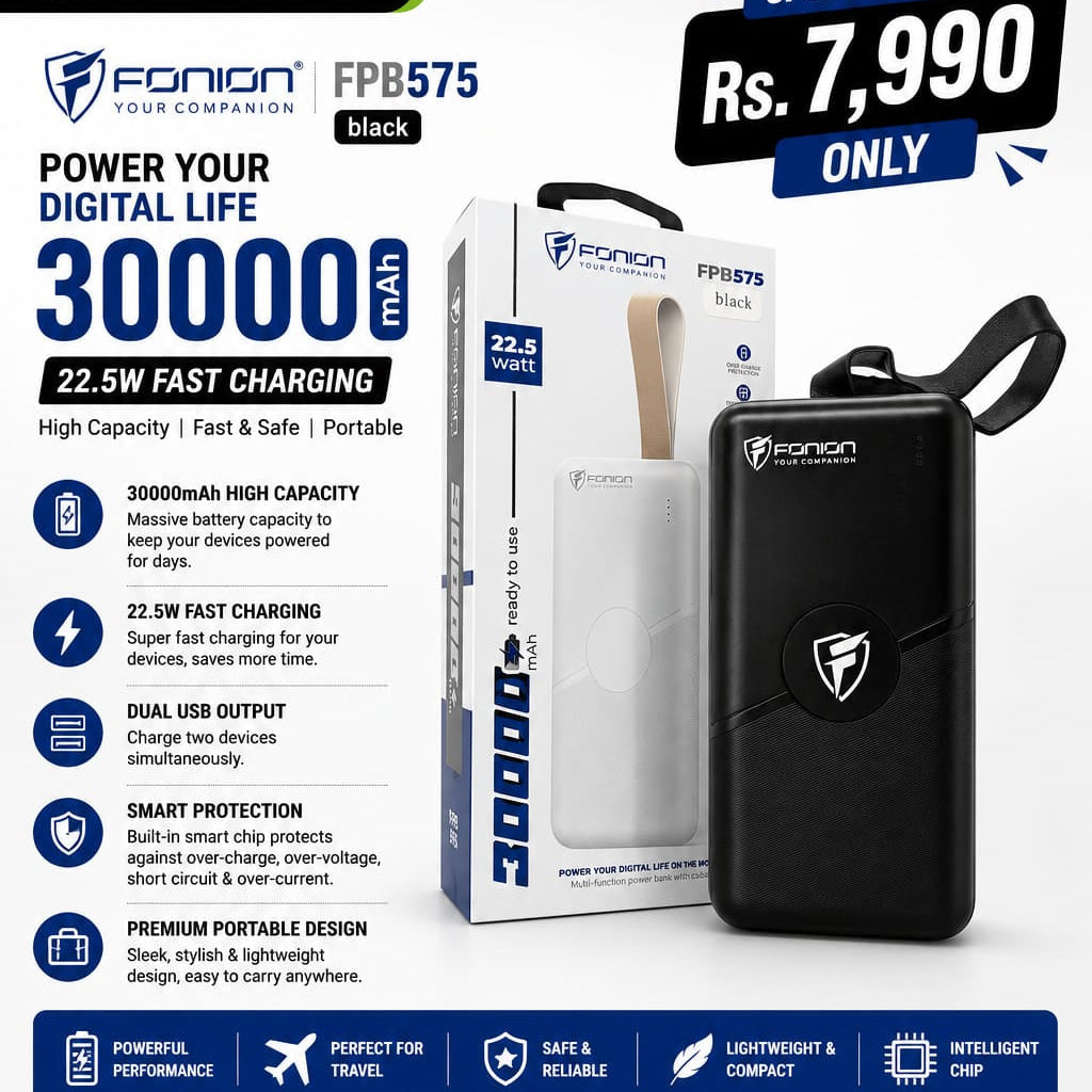 FONION FPB575 30000mAh Power Bank (22.5W Fast Charging)
