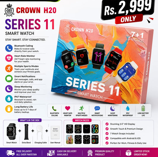 CROWN H20 Series 11 Smart Watch (7+1 Edition