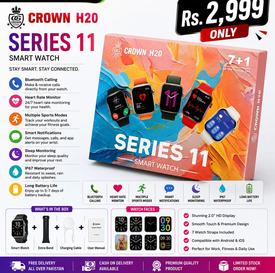 CROWN H20 Series 11 Smart Watch (7+1 Edition