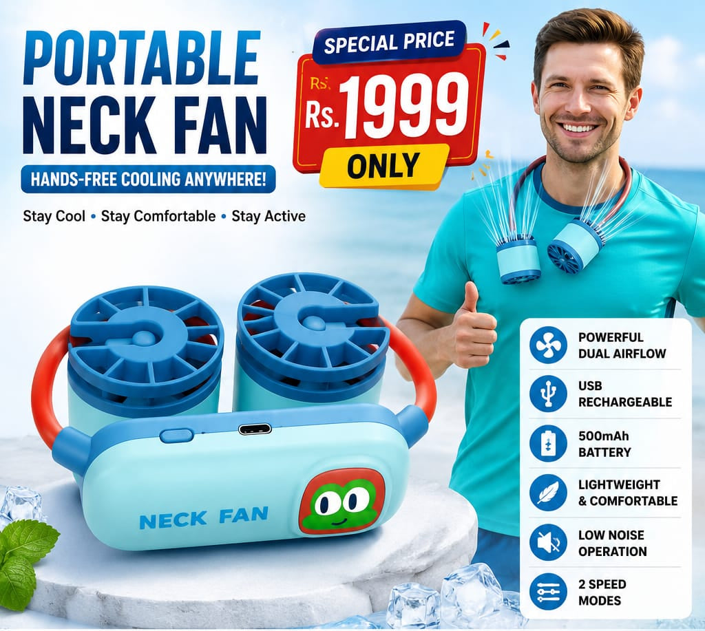 Portable Neck Fan – Free USB Rechargeble