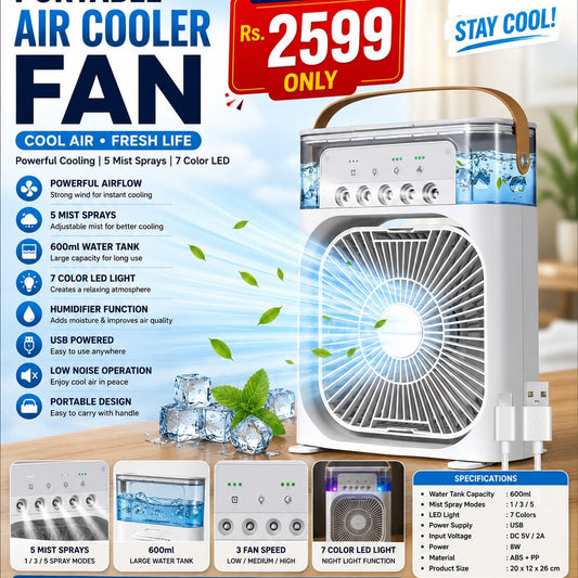 Portable Air Cooler Fan –5 Mist Sprays