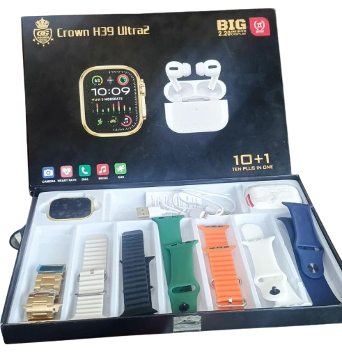 Crown H39 ultra 2 7 straps with earbuds Smart Watch
