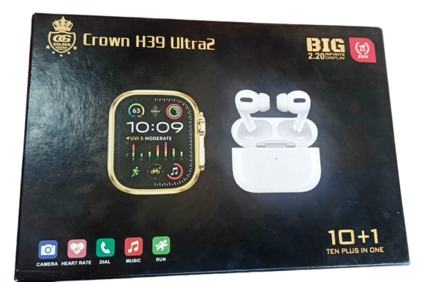 Crown H39 ultra 2 7 straps with earbuds Smart Watch