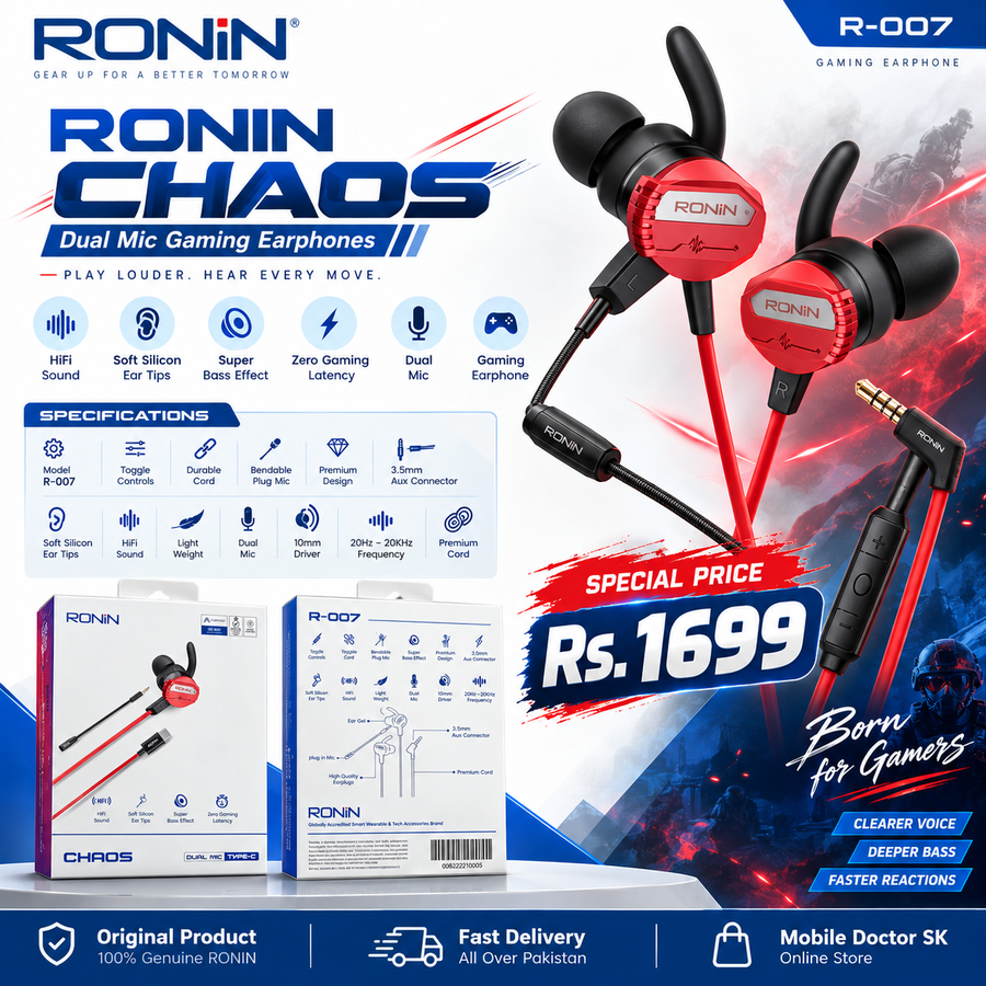 RONIN CHAOS Dual Mic Gaming Earphones – R-007