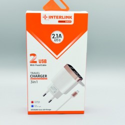 interlink Original Grace LED Travel charger 3 in 1 Fixed Cable